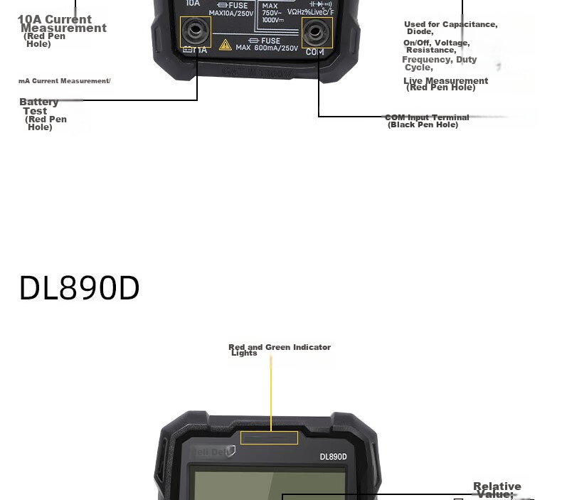 Deli Intelligent Anti-Burn Multimeter, Electrician-Specific Digital Multimeter, Home Large Screen Digital Display, 5999 Digits DL890C+ 25
