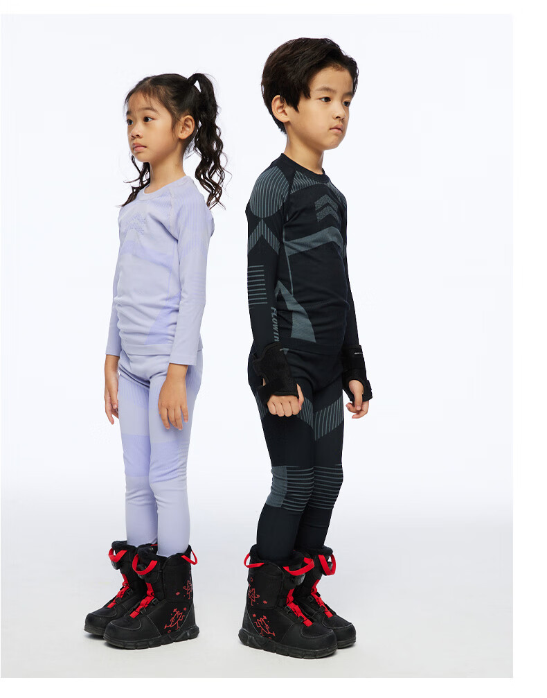 Flow Theory Kids Ski Quick-Dry Thermal Sweat-Wicking Breathable Compression Base Layer Set Purple 130 3