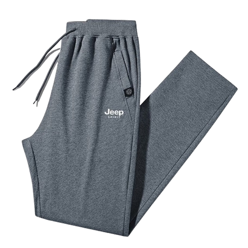 JEEP SPIRIT Men's Sports Pants, Spring And Autumn Casual Trousers, Versatile Loose Straight-Leg Pants, Black Straight-Leg, XL
