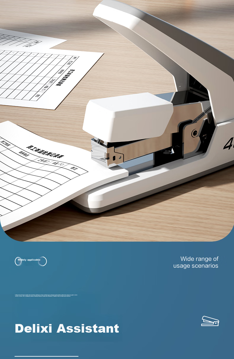 Deli (Deli) 40-Page Low-Effort Stapler, Anti-Jam Function, Pop-Up Staple Channel, Office Supplies, White 3