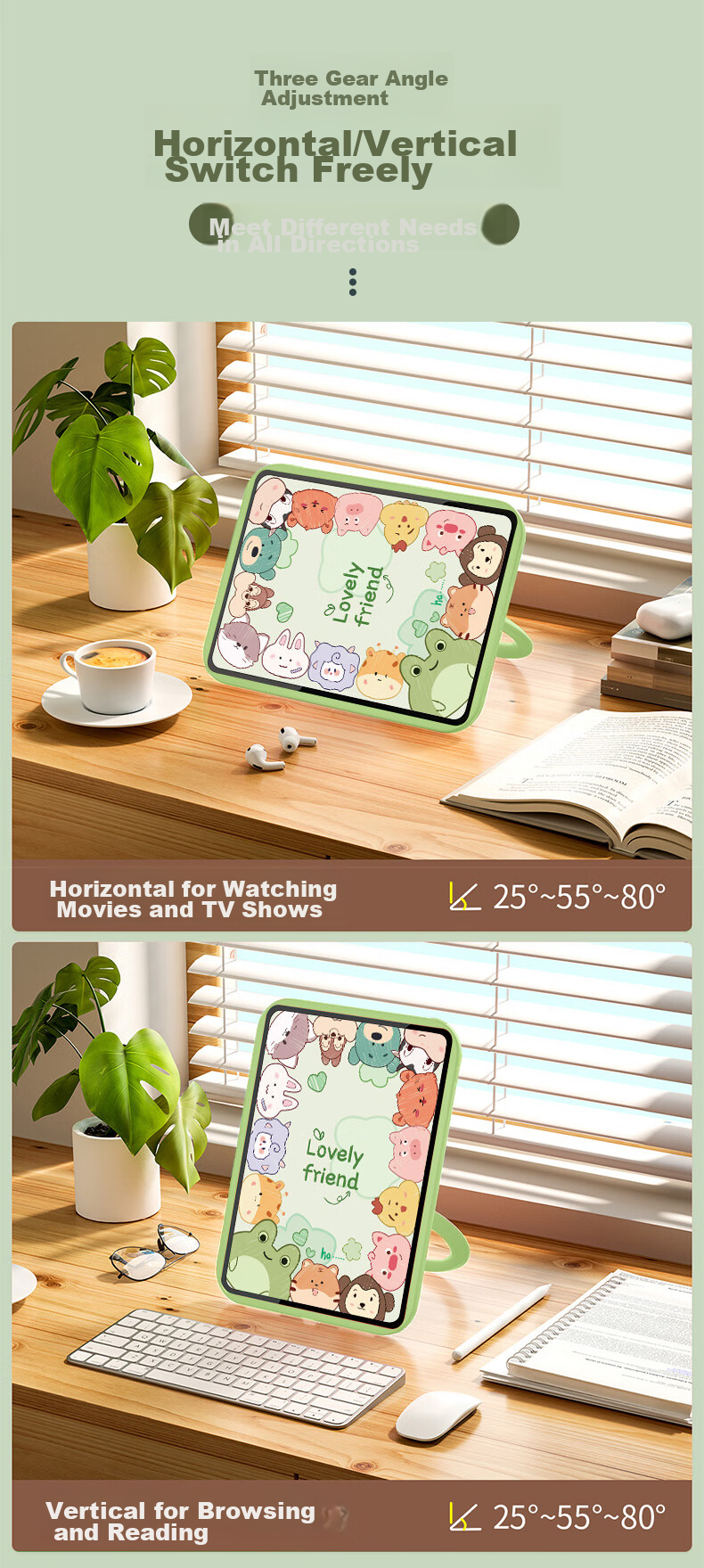 Asiwa Compatible with IPad Mini 4/5 Case, Universal 7.9-Inch 2019 Model, 360-Degree Rotating Stand, Horizontal And Vertical Placement, Shockproof, Full Protection, Cartoon Cute Desig 5