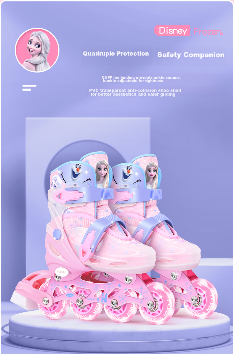 Disney Roller Skates for Children Aged 3-6 Full Light-Up Beginner Set Inline Skates for Girls And Boys with Straight Wheels 9