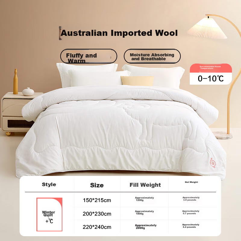 LOVO Luolai 100% Australian Wool Winter Comforter, 4 Jin (2kg), 150*215cm, Pink, for Student Dormitory