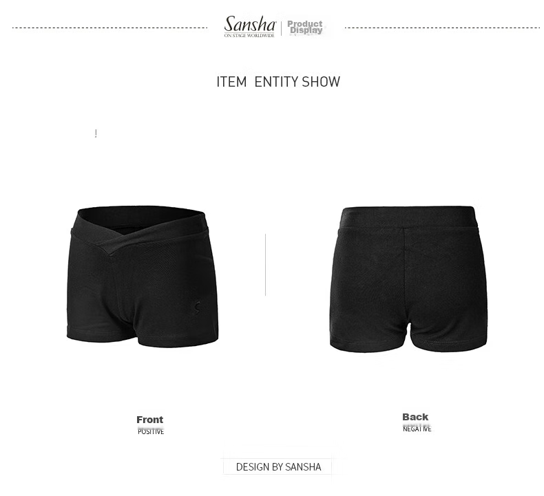 Sansha Children's Sports Dance Shorts for Girls, Tight-Fitting Practice Yoga Pants, Anti-Exposure Fitness Pants, Black, XXL 18