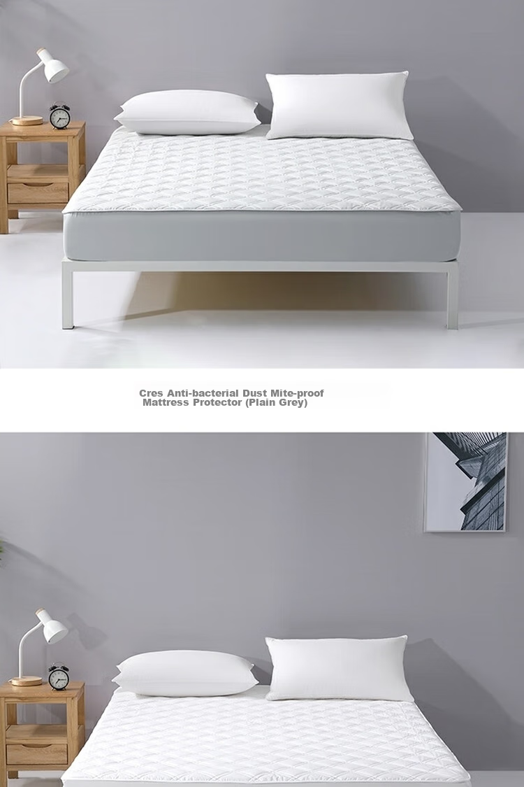 Shuixingjiafang Bed Protector, Antibacterial And Anti-Mite Protective Pad, Thin Mattress Cover, Full Encasement Protector, for 1.5-Meter Bed, Light Gray Color 16