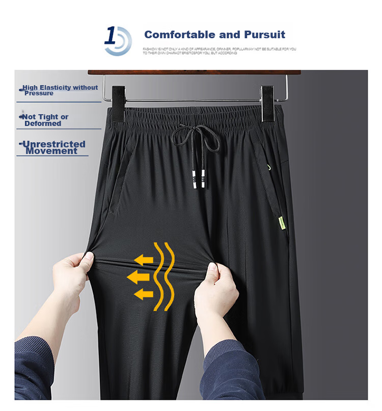ROMON Men's Shorts, Summer Ice Silk Quick-Dry Casual Outdoor Sports Elastic Breathable Large Size Three-Quarter Pants for Men, 2105 Black XL 4