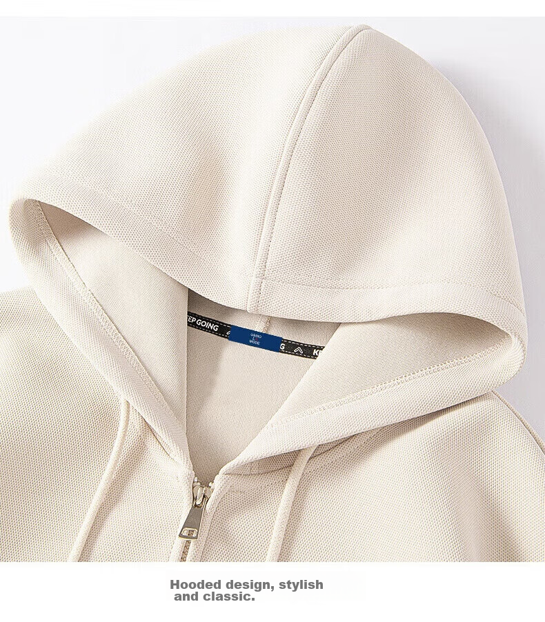 GENIOLAMODE Men's Hoodie Sweatshirt, Autumn Season, Loose-Fitting Casual Simple Versatile Heavyweight 300G Men's Clothing, Apricot Color, Size M 20