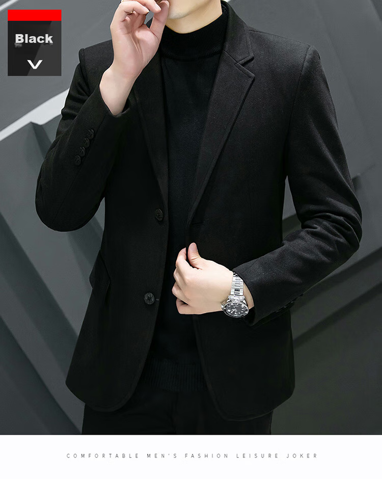 ROMON Men's Suit, Spring And Autumn Woolen Blazer, Business Casual Outerwear Jacket for Me 18