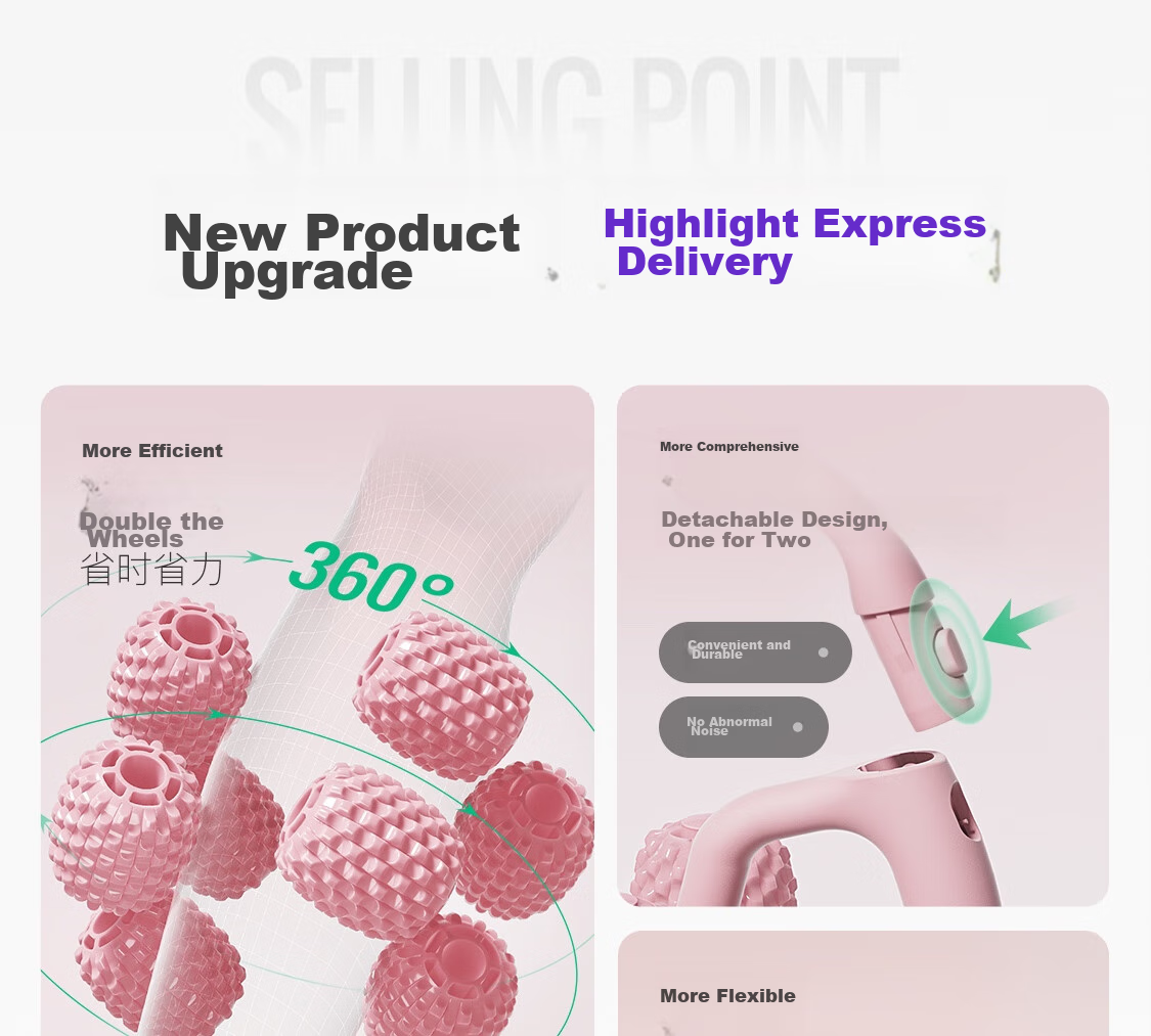 Keep 8 Detachable Circular Massage Roller for Thighs And Calf, Leg Slimming Device, Muscle Relaxation Foam Roller, Cherry Blossom Pink 9