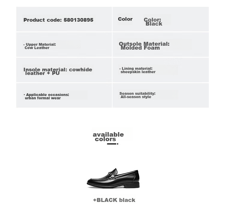 Goldlion Men's Leather Shoes, Loafers, Fashionable And Comfortable Slip-On Business Casual Shoes, 58013089501A, Black, Size 39 17