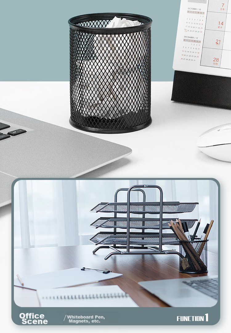 GuangBo Round Mesh Anti-Rust Metal Pen Holder, Creative Minimalist Desktop Storage, Office Supplies WZ5922 8
