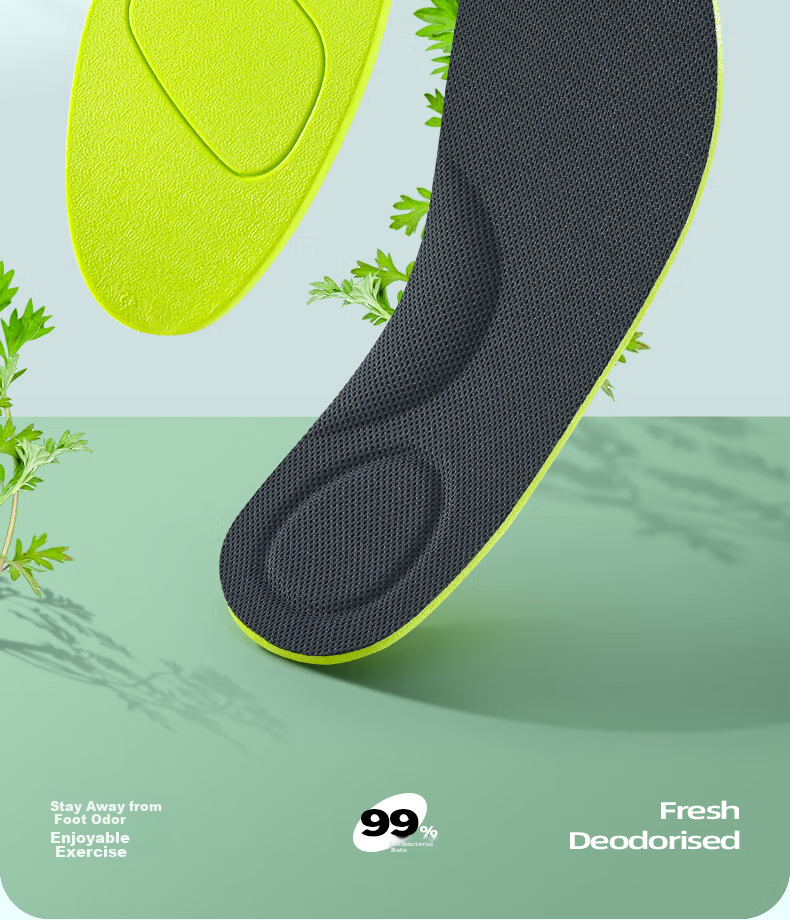 3AnGnI 3 Double Pack Insoles for Men, Odor-Resistant, Antibacterial, Shock-Absorbing, Soft And Elastic for Women, Sweat-Absorbing And Odor-Eliminating, for Military Training, Size 42 2