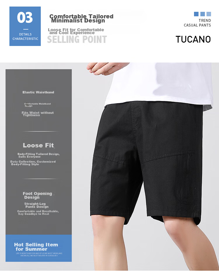TUCANO Men's Summer Cotton Casual Cargo Sport Breathable Lightweight Dark Gray Shorts XL 6