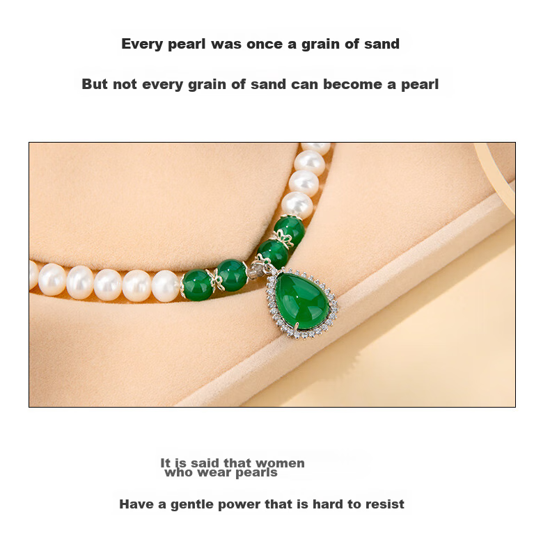Qlady Peace Buckle Freshwater Pearl Necklace for Women, 925 Silver Jewelry Pearl Pendant Beaded Necklace, Mother's Day Birthday Gift for Mom 8