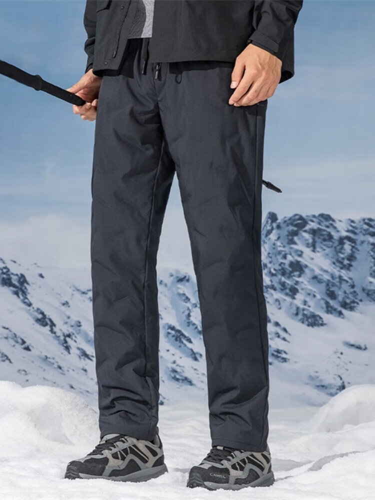 JEEP Men's down Pants, 90% Down, Loose-Fitting Sports Casual Pants, Warm Fleece-Lined Straight-Leg Trousers for Men 045-1, Black, 2XL 8