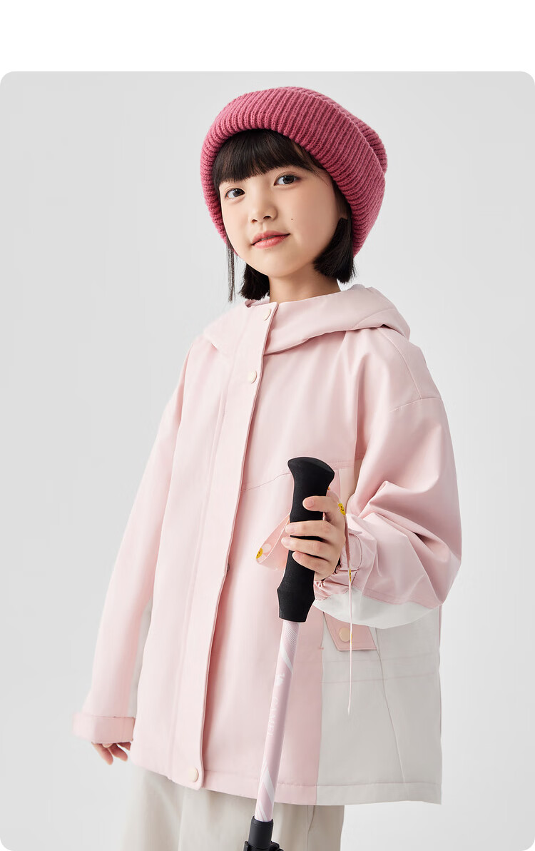 BALABALA Children's Outerwear, Girls' Jacket, Autumn 2024 Collection, for Older Children, Waterproof And Windproof, Color-Block Design, Trendy Top, 208324105005 11