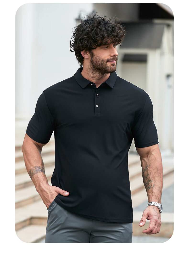 Dibinze Plus Size Ice Silk Short Sleeve Polo Shirt Men Summer Thin Loose Big and Tall Black 2XL 11