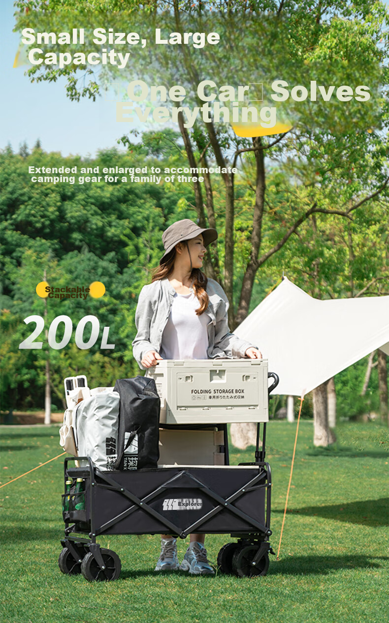 TAN XIAN ZHE Camping Cart, Outdoor Trolley, Campsite Cart, Street Vending Cart, Toddler Stroller, Grocery Shopping Cart, Dog Pet Cart 2