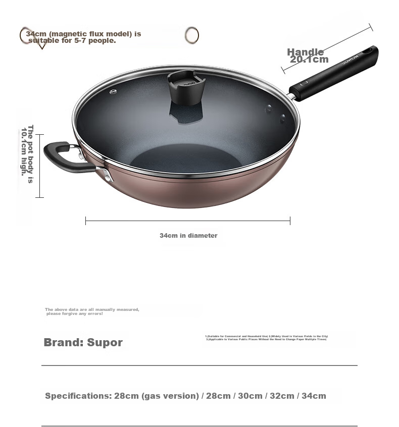 SUPOR Non-Stick Wok, Flat-Bottom Frying Pan for Stir-Fry And Steak, Low-Smoke, 28cm, Compatible with Induction And Gas Stoves 25