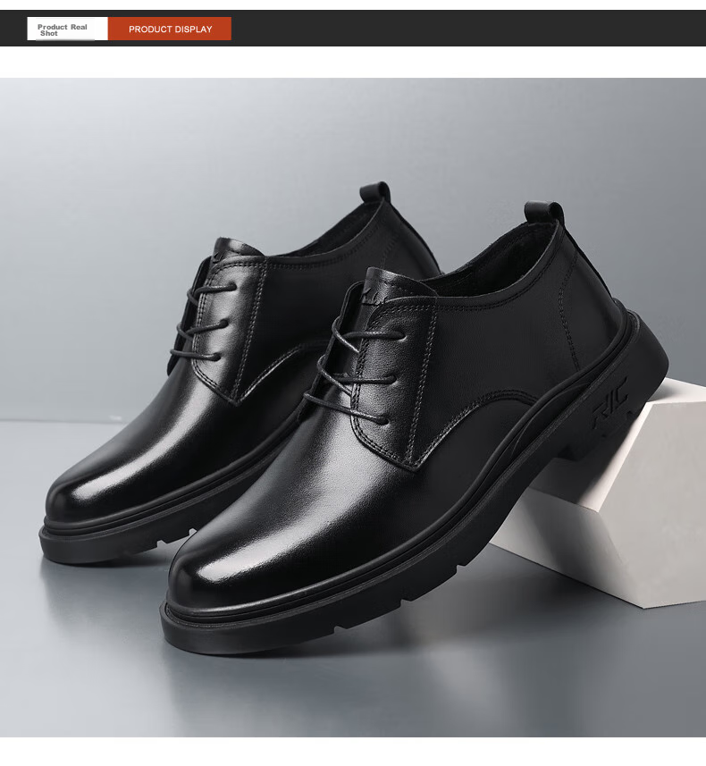 MULINSEN Men's Shoes, Top-Grain Leather, Formal Business Shoes, Breathable Soft-Soled Men's Leather Shoes, FP223220 18