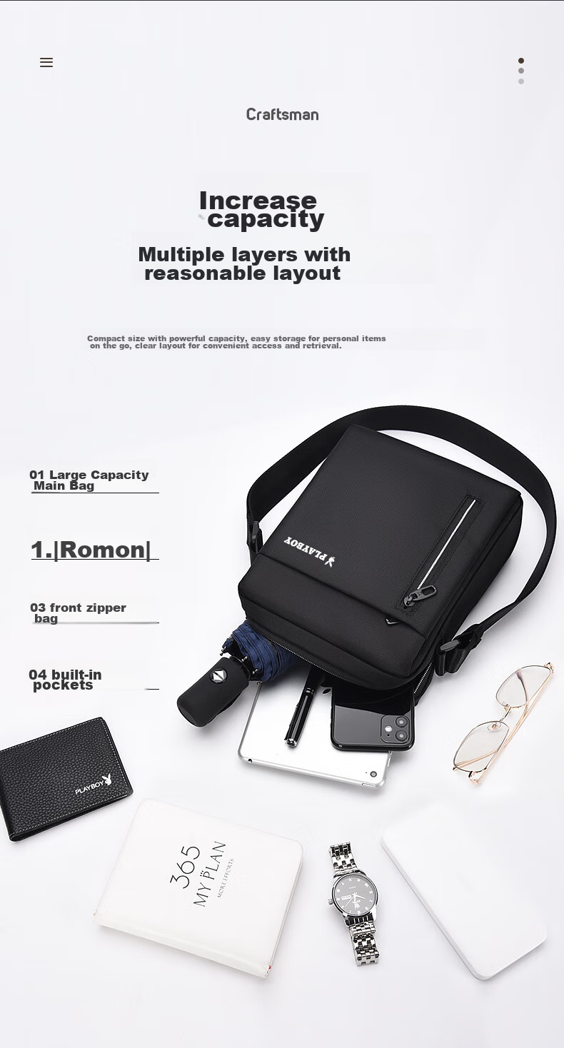PLAYBOY Shoulder Bag for Men, Crossbody Bag, Casual Small Backpack, Men's Handbag, Large Capacity Portable Bag for Outdoor Activities And Phone Storage, with Printed Patter 2