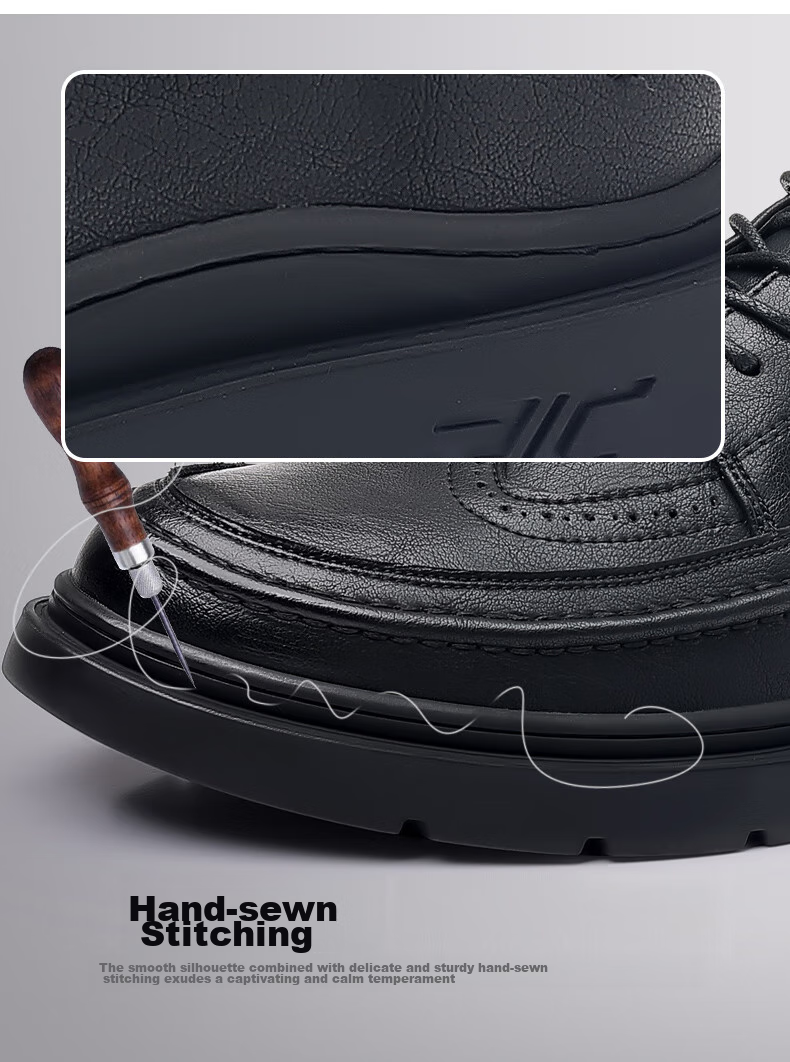 MULINSEN Men's Shoes, Business Casual Leather Shoes, British Brogue Versatile Soft-Soled Work Trendy Shoes, 7263 8