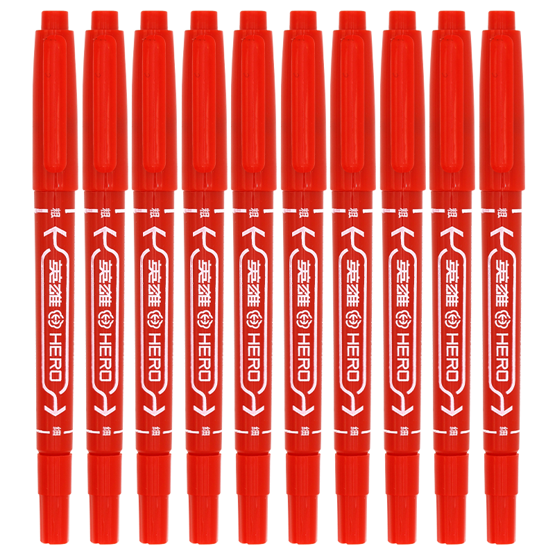 HERO Marker Pen, Oil-Based Marker Pen, Business Student Use, Pack of 10, Red, 887