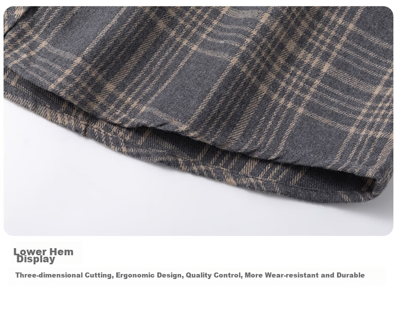 POUM Plaid Shirt Jacket for Men, Spring And Autumn Long-Sleeve Casual Shirt, Trendy Menswear, 2108 Gray, Size L 13
