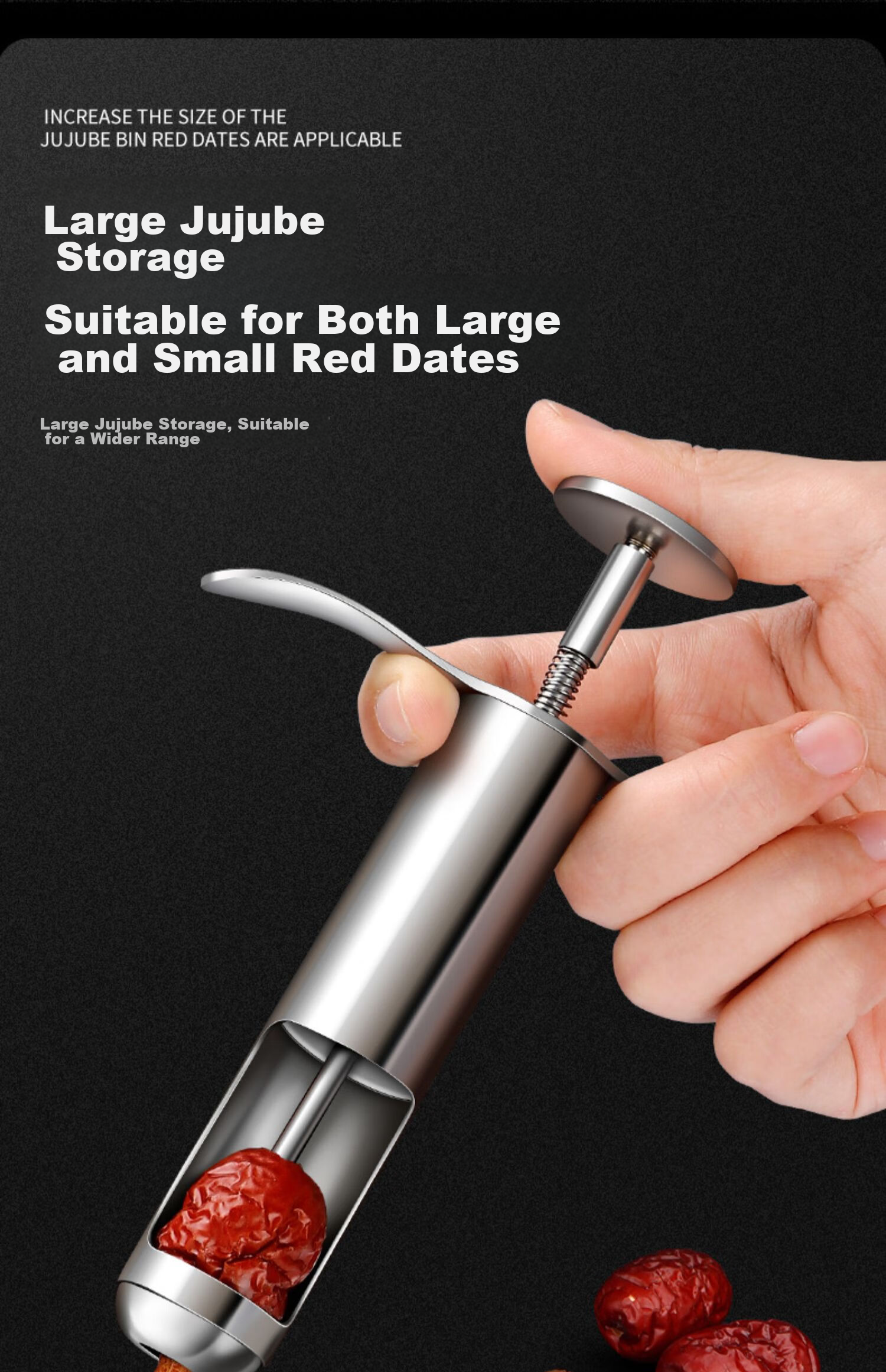 MENGTING 304 Stainless Steel Red Date Pit Remover, Pitted Fruit Tool, Date Core Extractor, Shell Remover 4