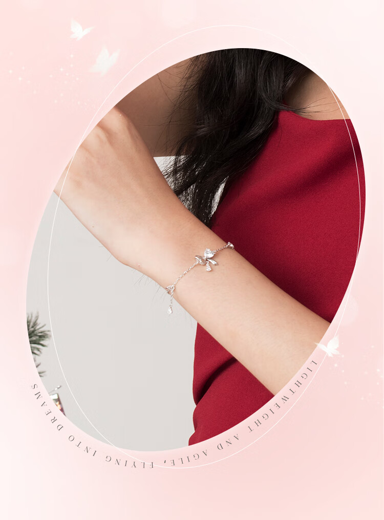 Clect Butterfly Fairy 925 Silver Bracelet for Women, Light Luxury Sweet Style Student Fashion Jewelry Birthday Gift for Girlfriend 8