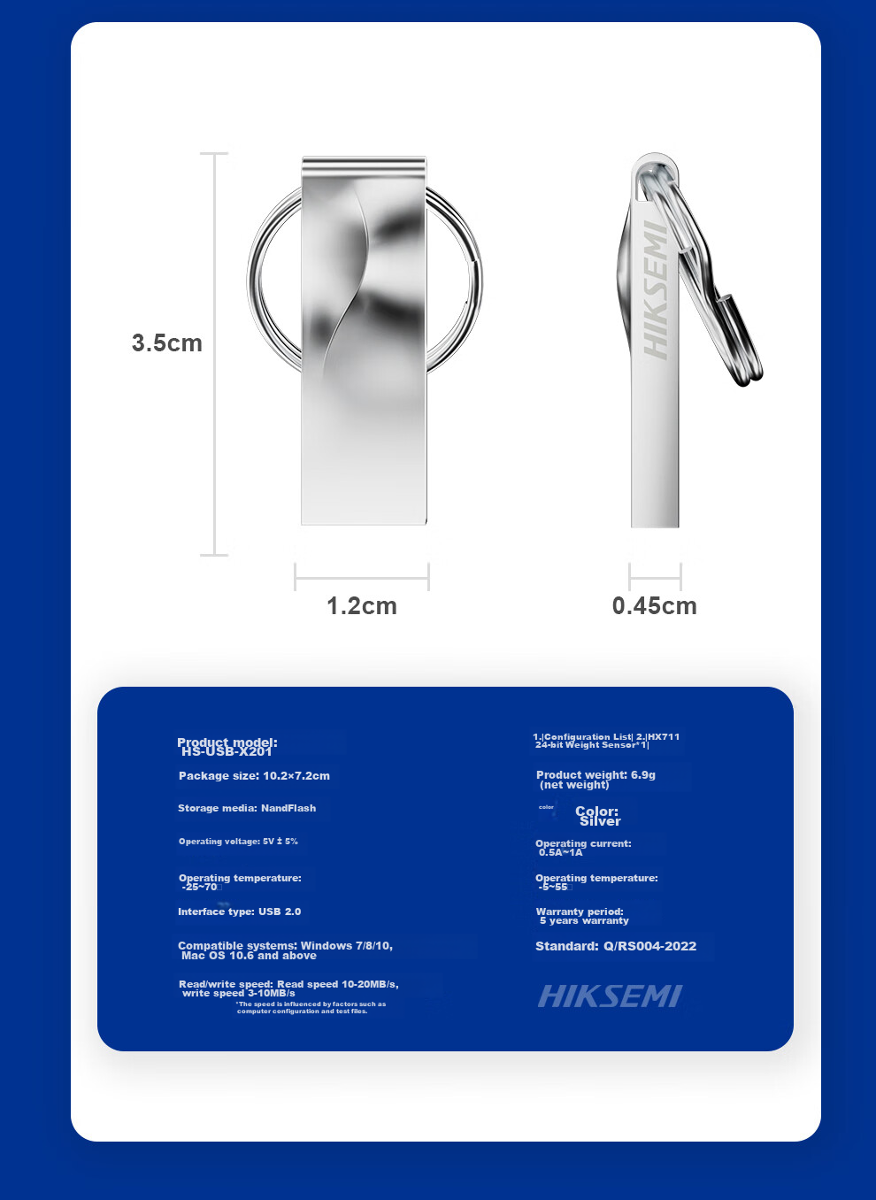 HIKVISION 16GB USB2.0 Metal Flash Drive X201 Silver, Dustproof Waterproof Portable Ring, Computer Car Portable High-Speed USB Drive System Disk 8