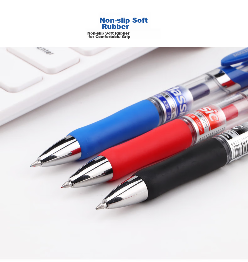 BAOKE A35 0.5mm Red Retractable Gel Pen Office Signing Pen Bullet Tip Water-Based Pen 12 Pcs/box 7