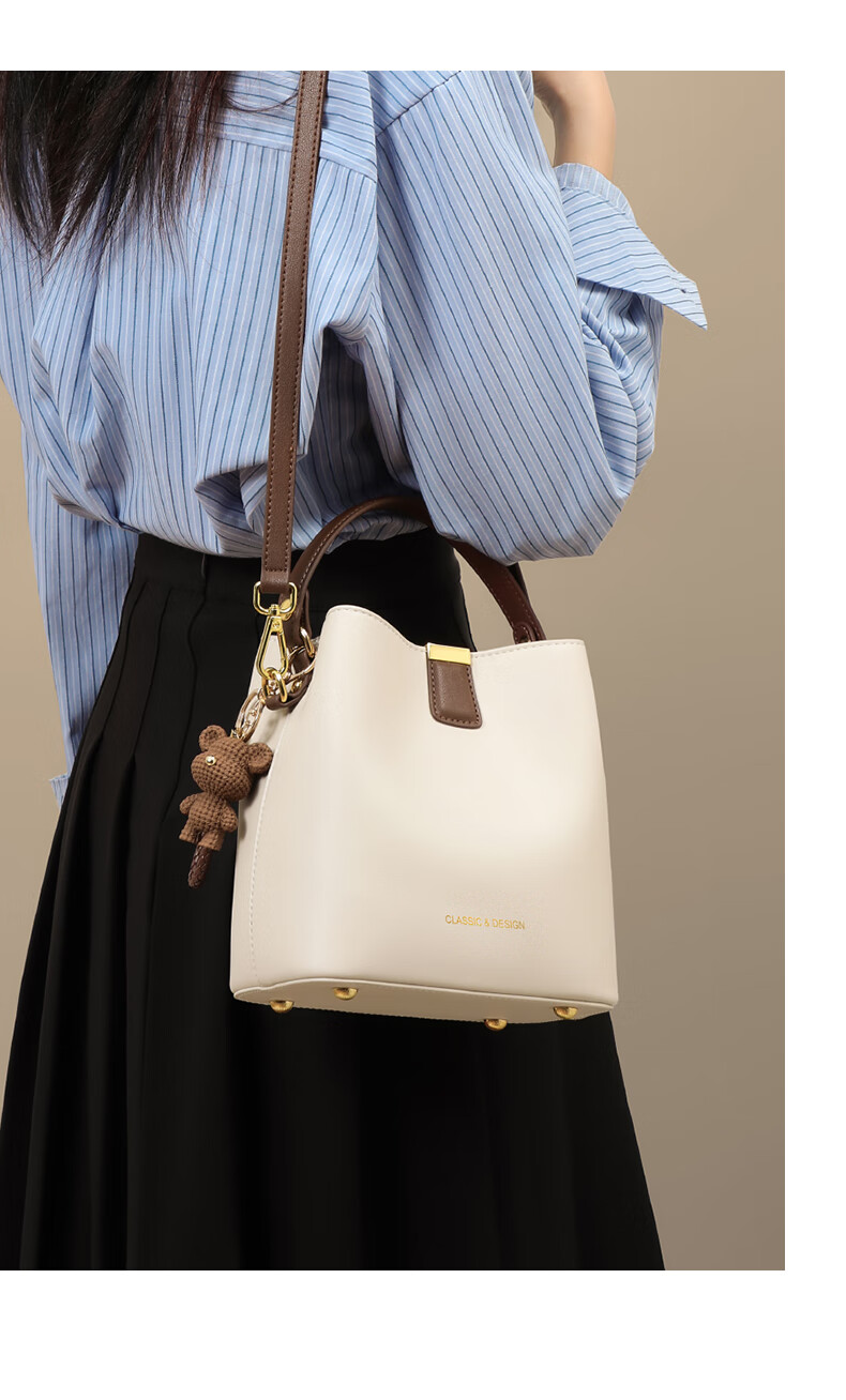 Viney Leather Handbag, Women's Brand Bucket Bag, Light Luxury Shoulder Crossbody Bag, Practical Birthday And Mother's Day Gift for Mom 11