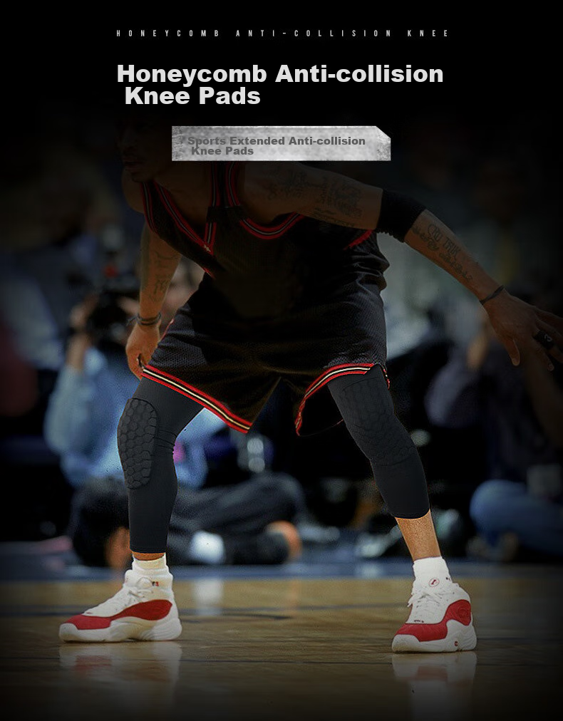 TEEIS Basketball Knee Pads, Sports Equipment for Men, Long Professional Honeycomb Anti-Collision Protective Gear, Breathable Knee And Leg Guards, White, Size M 1
