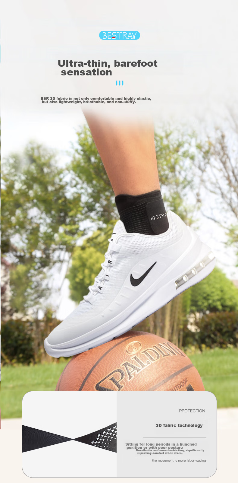 Bestray 3D Ultra-Thin Sports Ankle Brace, Basketball Running Ankle Sprain Protection, Anti-Sprain Foot Guard, Ankle Support Sleeve 4