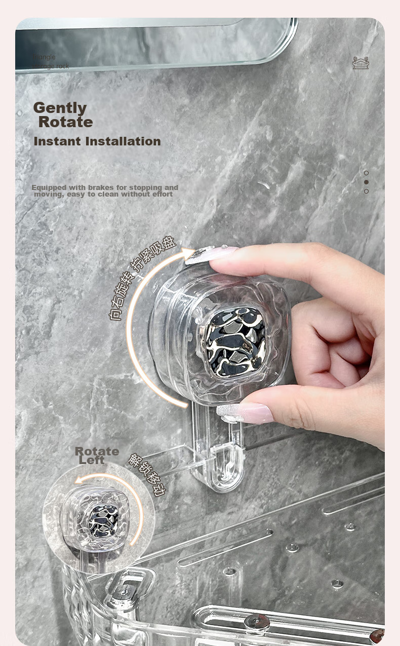 Bydoll Suction Cup Storage Rack, Bathroom No-Drilling Vacuum Adhesive Transparent ABS Washbasin Organizer Wall-Mounted Shelf 3