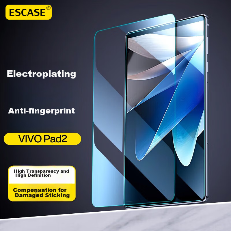 ESCASE Vivo Pad 3 Tempered Glass Screen Protector for Pad2/iQOO Pad 12.1-Inch 2023/24 Tablet Computer Film, Shatterproof, High-Definition Ultra-Thin Glass Protective Film, Transparent