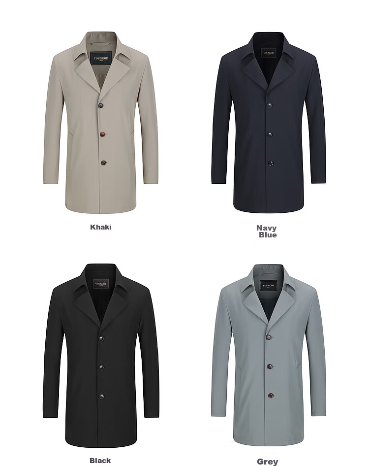YOUNGOR YOUNGOR Men's Trench Coat, Spring Business Casual Single Trench Coat for Young Men, Navy Blue, 170/92A 15