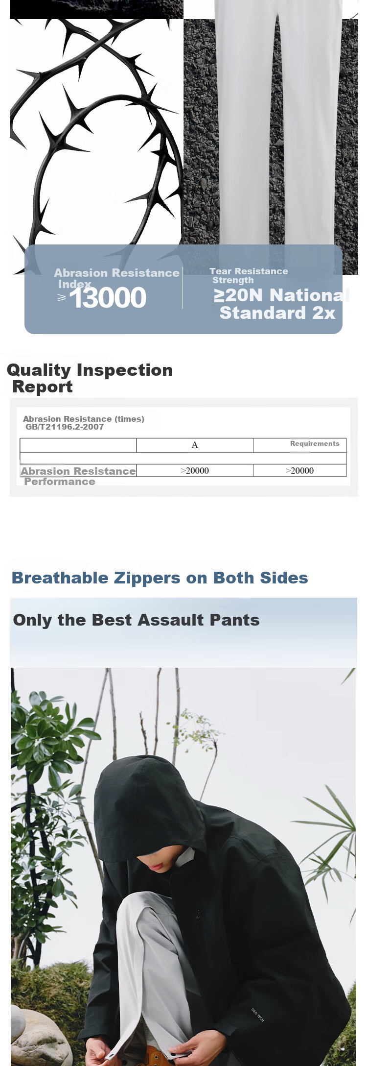 JD Original Tactical Pants for Men And Women, Outdoor Windproof Waterproof Trousers, Loose-Fitting Men's Pants, Hiking Pants, Phantom Gray 2XL 8