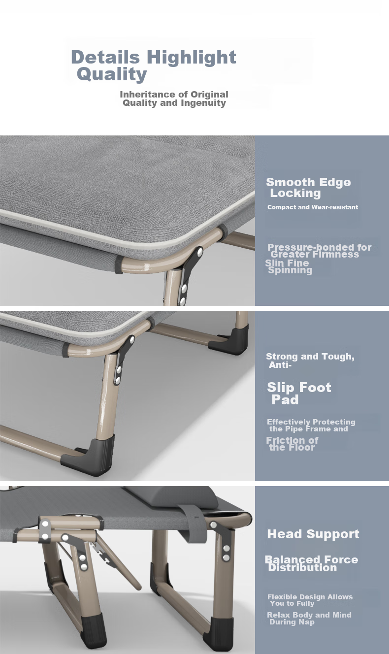 Nanjiren Folding Bed Lounge Chair Single Bed Lounge Chair Office Nap Lounger Siesta Bed Companion Bed Simple Camping Cot 68cm 8