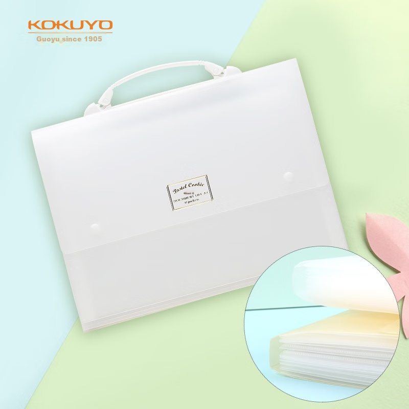 KOKUYO A4 Handheld Accordion File Folder, Light Color Cookie Design, 12 Layers, 13 Pockets, Transparent, 1 Piece WSG-DFC130T3C, Digital Full Mesh Low Price