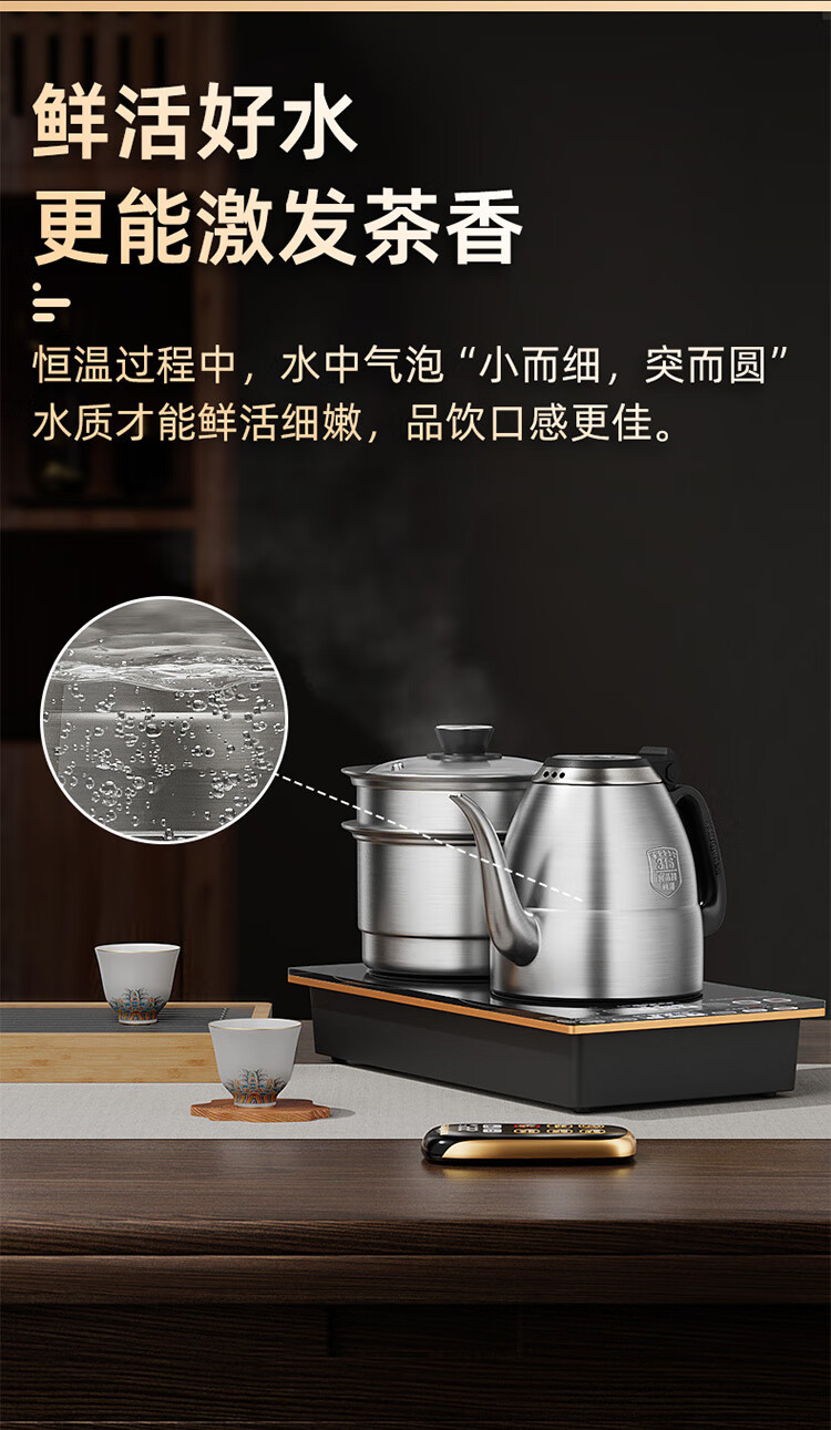 KAMJOVE Fully Automatic Bottom-Filling Electric Kettle Tea Maker, Home Tea Set with Temperature Control, All-In 0.9L Water Boiler E9 2