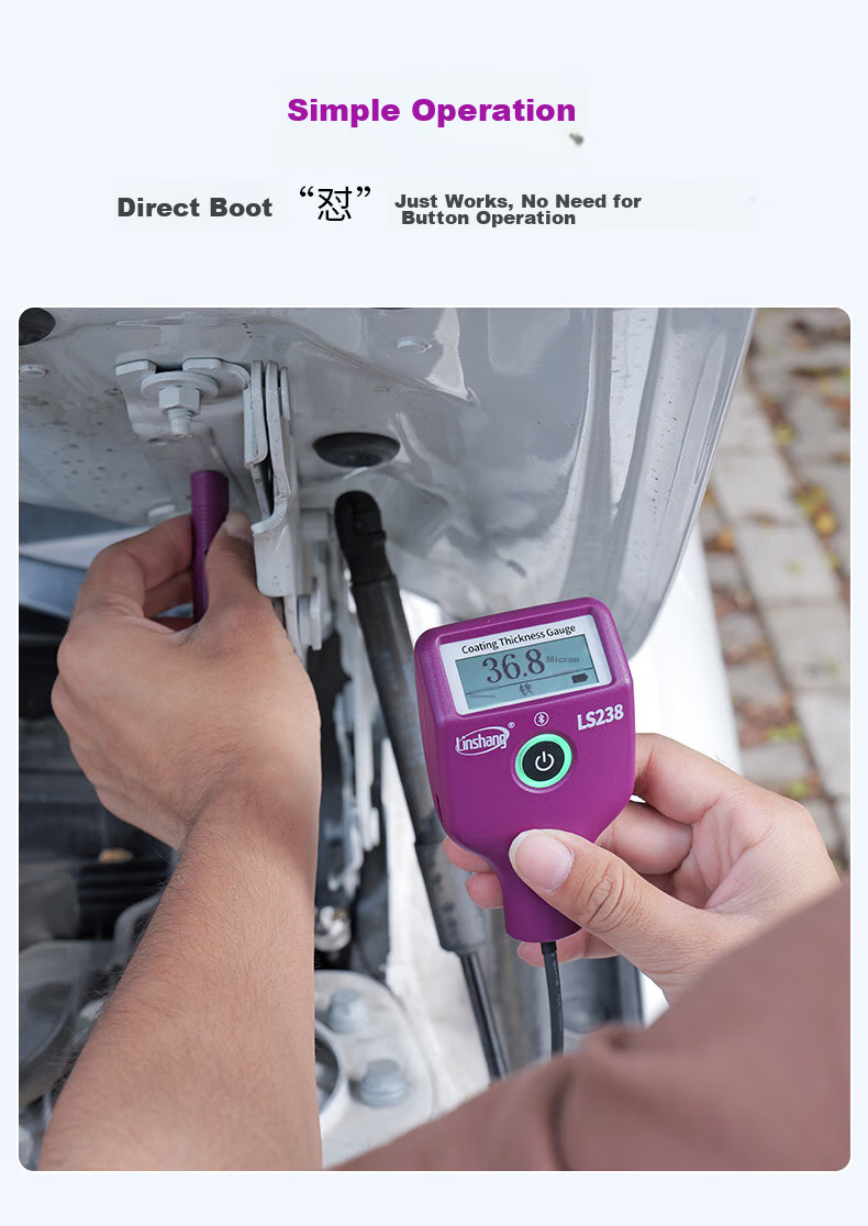 Linshang Bluetooth Rechargeable Paint Film Meter LS237, Used Car Iron Powder Putty Paint Surface Detector, Coating Thickness Gauge 31