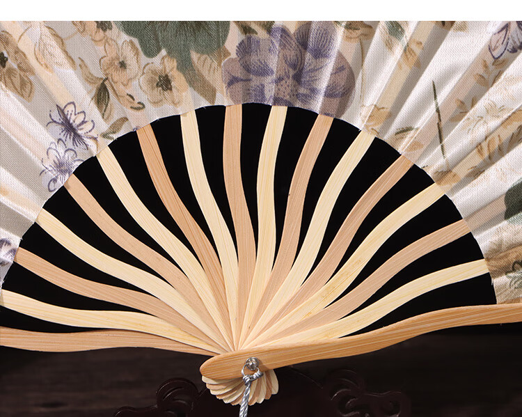 Jidu Space Traditional Chinese Folding Fan Silk Bamboo Fan Birthday Gift Hanfu COS Photography Dance Prop Crane Whisper Pavilion 7