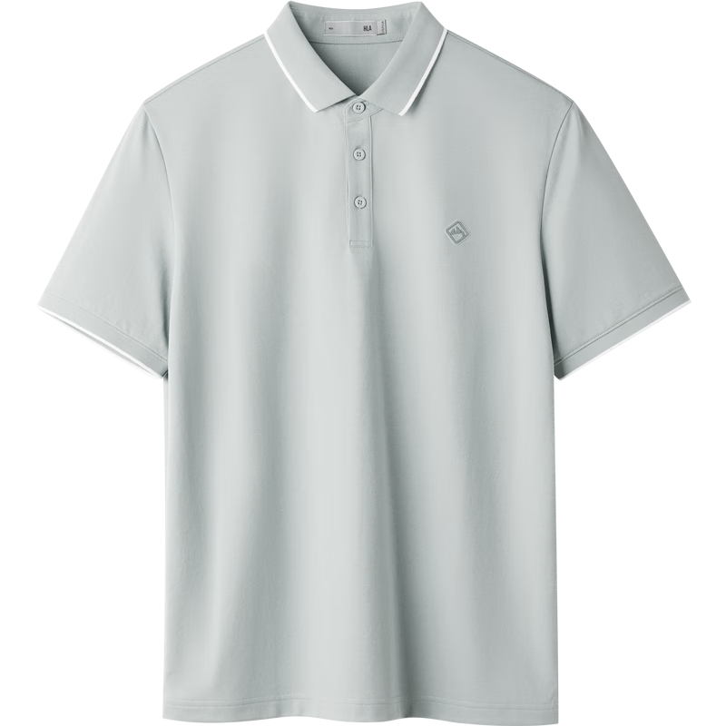 HLA Short-Sleeve Polo Shirt for Men, Mountain Series Cool-Touch Contrasting Color Short-Sleeve for Men in Summer