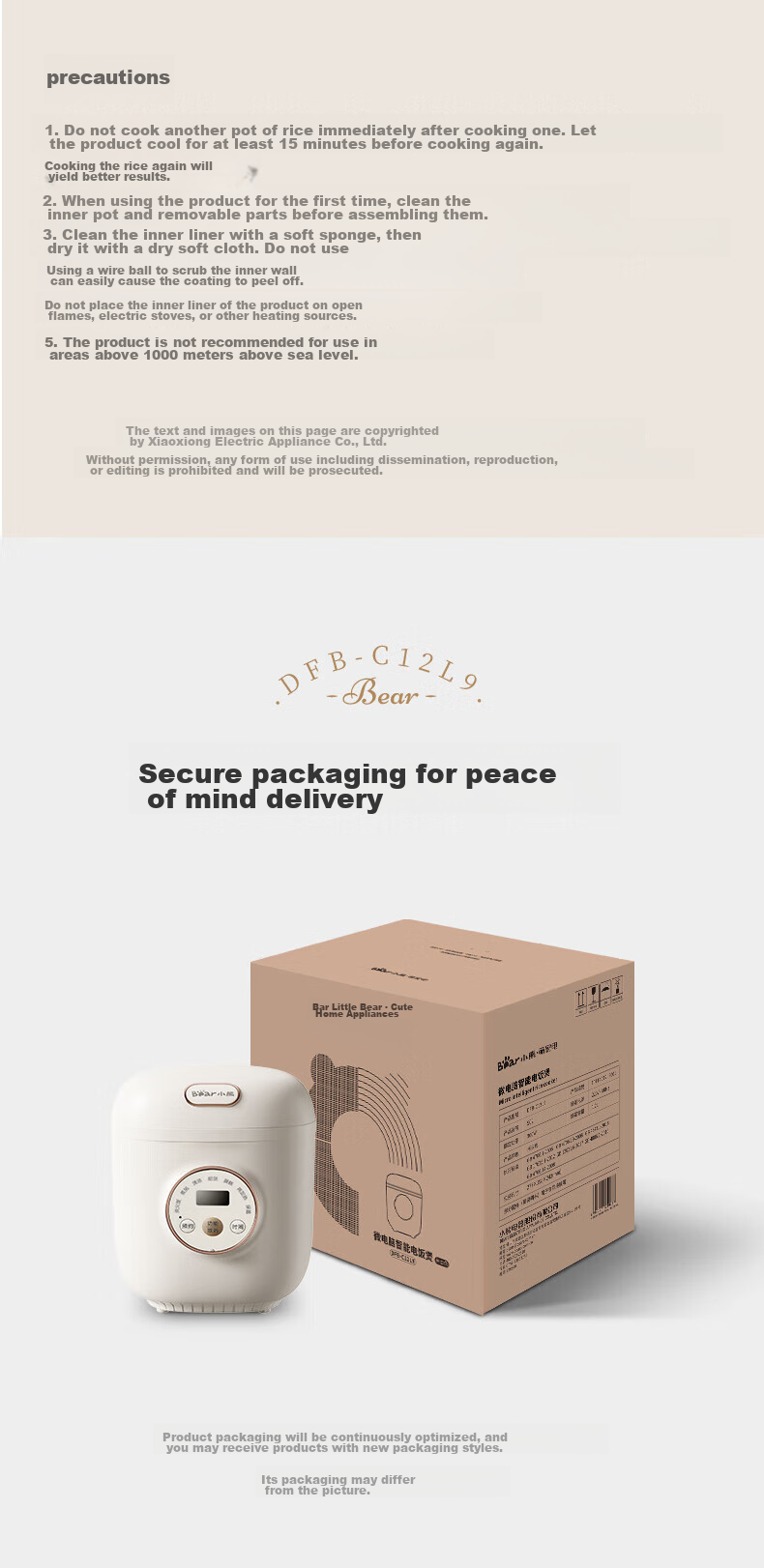 Bear Rice Cooker, Compact 1.2L Mini Capacity, for Single Person Or Home Use, Dormitory for 1-2 People, Multifunctional Smart Reservation Timer, for Soup And Porridge Cooking, Rice Cooker DFB-C12L9 19