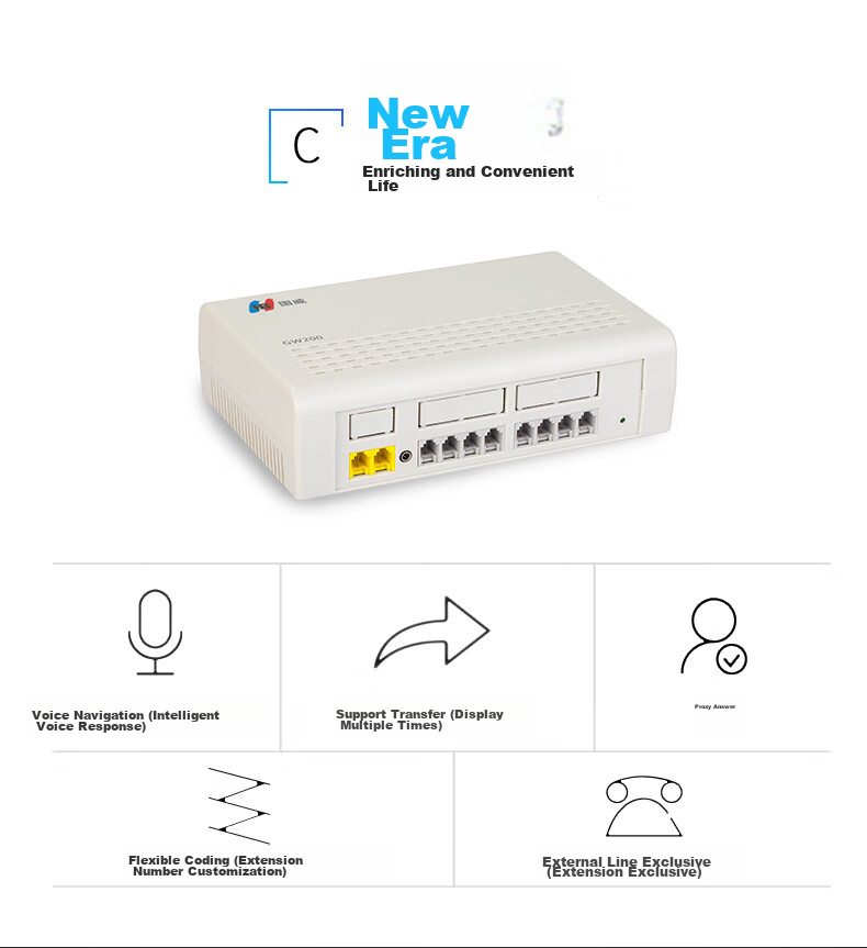 Guowei GW200 Programmable Telephone Exchange System, 2 Lines In And 8 Out, Group Enterprise Main Line, Internal Extension, Small Number of Lines, Small Business Desktop Voice Navigation, Plug-And Exchange System 3