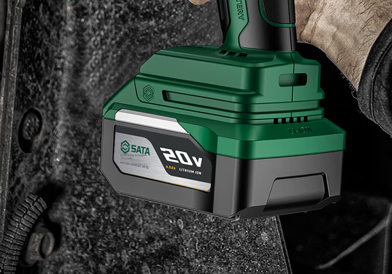 SATA Brushless Electric Wrench Lithium Impact Wrench High Torque Electric Socket Air Gun D05757 with Two Batteries 3