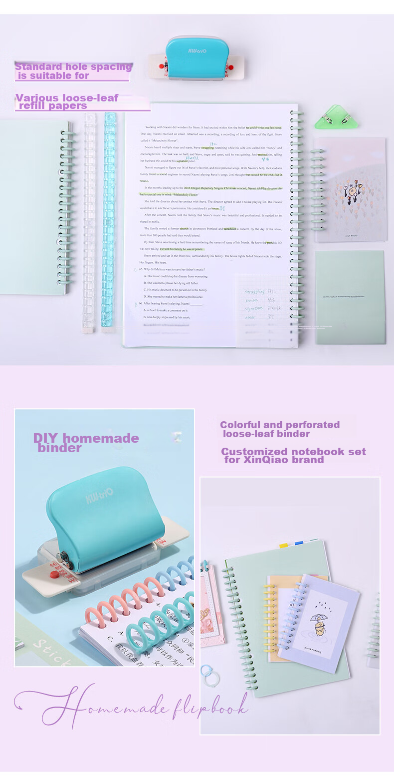 KW-Trio [Popular Product] A520/B526/A430 Multi-Hole Punch, Learning Tool for Binding Loose-Leaf Papers, 6-Hole Punch, Hole Maker 11