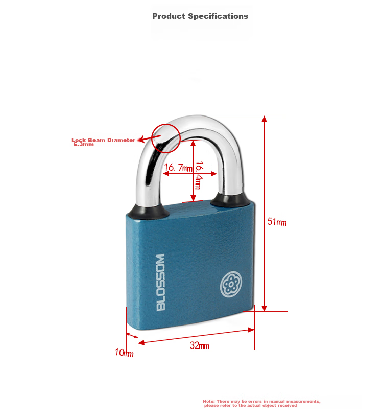BLOSSOM Master Key Padlock, Door Lock, Electric Meter Box Lock BC2932-1 Blue 30MM One Key Opens Multiple Locks 5